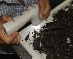 image of a student testing soil